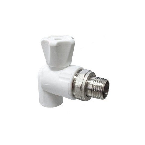 Кран шаровой для радиатора ПП 20-1/2'' PN 25 угловой с американкой белый VALFEX  купить в Челябинске | "Проконсим"
