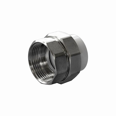 Муфтаразъемная ПП 25-1/2''  с внутренней резьбой белая Политэк купить в Челябинске | "Проконсим"