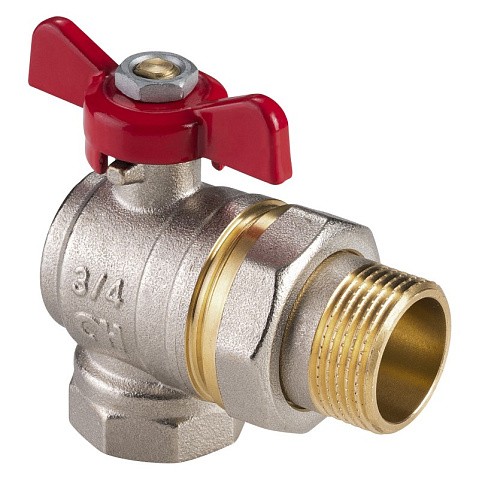 Кран латунный шаровой MVI AquaHit BV.322.05 DN 20 PN 25 бабочка американка полнопроходной угловой никелированный купить в Челябинске | "Проконсим"