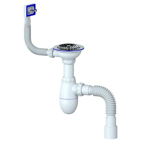 Сифон для мойки Unicorn В425P, 40х50 гибкий отвод, 3 1/2'' х40 чаша из нержавеющей стали, прямоугольный перелив купить в Челябинске | "Проконсим"