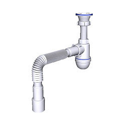 Сифон для умывальника-мойки бутылочный АНИ C0115 1 1/2 с гибкой трубой 40/50  | Заказной прайсовый (421100853) со склада Проконсим в Челябинске