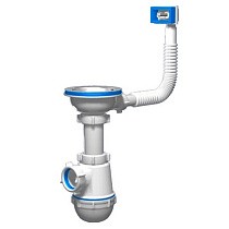Сифон для моек бутылочный АНИ A0145S 3 1/2" с гибким переливом купить в Челябинске | "Проконсим"
