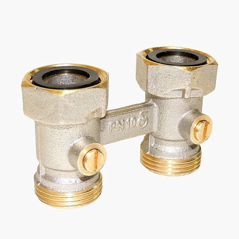 Узел нижнего подключения Vekotrim DN 15 PN 10 прямой двухтрубный 20-3/4'' c накидной гайкой, муфта купить в Челябинске | "Проконсим"