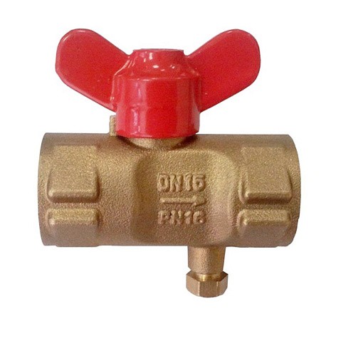 Кран латунный шаровой 11Б27п(М)1 DN 15 PN 16 трёхходовой под манометр G1/2"-М20х1,5 муфта-муфта бабочка Пензапромарматура купить в Челябинске | "Проконсим"