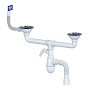 сифон для двойной мойки Unicorn В730V 40х50 гибкий отвод 3 1/2'' х40 с отводом для стиральной машины прямоугольный перелив