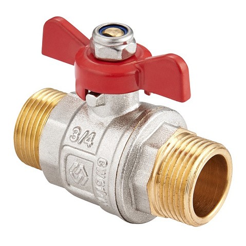 Кран латунный шаровой MVI BV.515 DN 20 PN 40 никелированный полнопроходной штуцер-штуцер бабочка купить в Челябинске | "Проконсим"