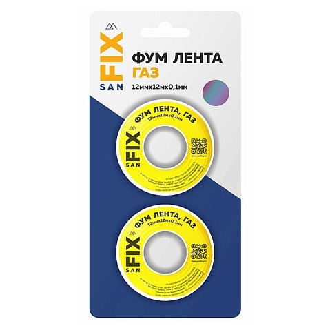 Лента ФУМ SANFIX 12мм х12м х0,1мм 0,7г/см3, для газа 2 катушки в блистере купить в Челябинске | "Проконсим"