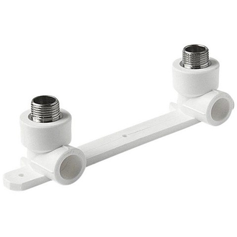 Угольник установочный двойной ПП 20-1/2'' PN 25 с наружной резьбой белый VALFEX  купить в Челябинске | "Проконсим"
