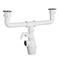 Сифон для двойной мойки бутылочный ORIO K-4059 1 1/2 выпуски нж D70, с 1 отводом купить в Челябинске | "Проконсим"