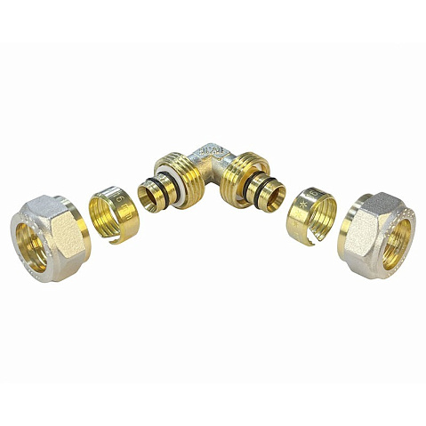 Угольники латунные для PEX труб DN 16-20 PN 10 обжимные никелированные Valfex VF.351.N купить в Челябинске | "Проконсим"