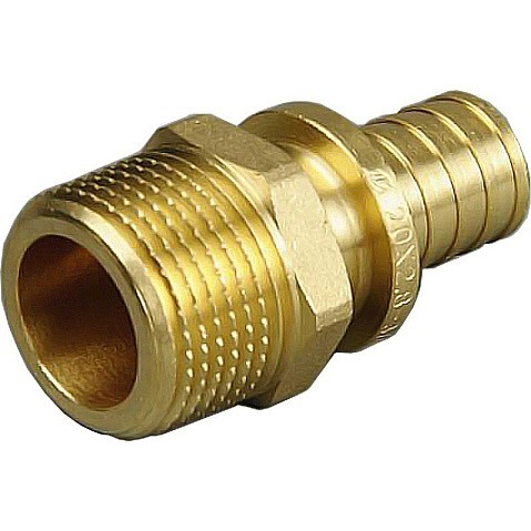 Муфта латунная для PEX труб 16-3/4'' PN 10 под надвижную гильзу с наружной резьбой ONE PLUS купить в Челябинске | "Проконсим"