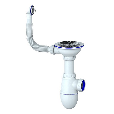 Сифон для мойки Unicorn В411, без отвода, 3 1/2'' х40 чаша из нержавеющей стали, круглый перелив купить в Челябинске | "Проконсим"