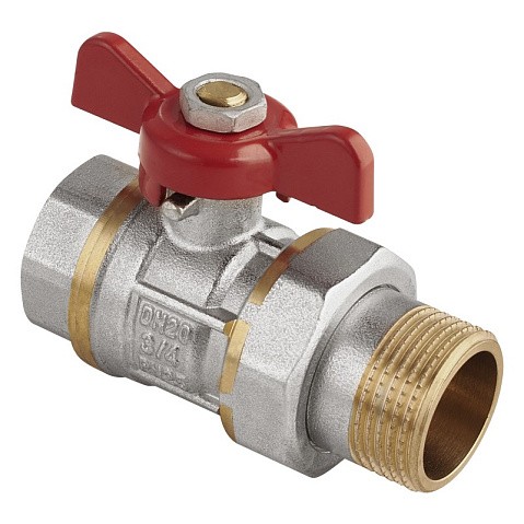 Кран латунный шаровой MVI AquaHit BV.320.04 DN 20 PN 25 бабочка американка полнопроходной никелированный купить в Челябинске | "Проконсим"