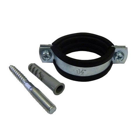 Хомут стальной оцинкованный 1/2'' (20-24) М8 с крепежом (шпилька и дюбель) купить в Челябинске | "Проконсим"