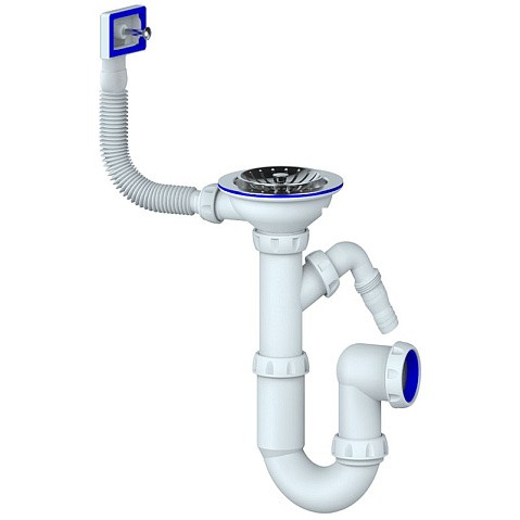 Сифон для мойки Unicorn Y430V, 3 1/2'' х40 без отвода, чаша из нержавеющей стали с отводом для стиральной машины, прямоугольный перелив купить в Челябинске | "Проконсим"