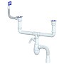 сифон для двойной мойки Unicorn В740V 40х50 гибкий отвод 1 1/2'' х40 с отводом для стиральной машины прямоугольный перелив