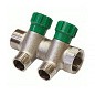 Коллектор латунный никелированный DN 20 2 выхода G 1/2'' с запорными клапанами плоское присоединение отвода,SGL купить в Челябинске | "Проконсим"