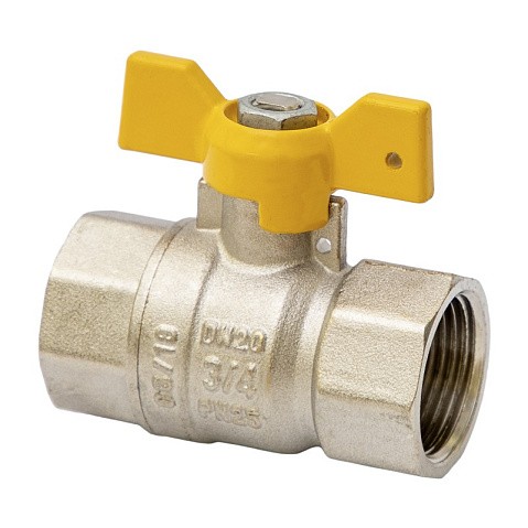 Кран латунный шаровой газовый MVI BV.813 DN 15 PN 25 никелированный полнопроходной муфта-муфта бабочка купить в Челябинске | "Проконсим"
