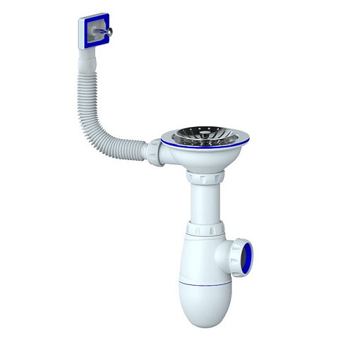 Сифон для мойки Unicorn В410P, без отвода, 3 1/2'' х40 чаша из нержавеющей стали, прямоугольный перелив купить в Челябинске | "Проконсим"