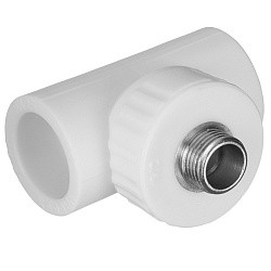 Акция! Тройник комбинированный ПП 20-1/2'' PN25, с наружной резьбой, белый, Valfex 10128020 (251411303) со склада Проконсим в Челябинске