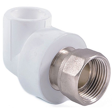 Угольник комбинированный ПП 20-1/2'' PN 25 с накидной гайкой белый РТП 14265 купить в Челябинске | "Проконсим"
