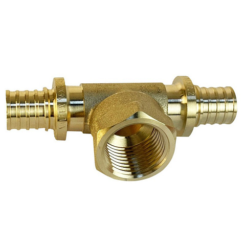 Тройник латунный для PEX труб 20-1/2''-20 PN 16 S-2,8мм под надвижную гильзу Valfex VF.432.AF купить в Челябинске | "Проконсим"