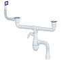 сифон для двойной мойки Unicorn В747V 40х50 гибкий отвод 1 1/2'' х40 с отводом для стиральной машины прямоугольный перелив