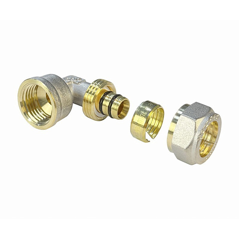 Угольник латунный для PEX труб 20-1/2'' PN 10 обжимной никелированный Valfex VF.352.N  купить в Челябинске | "Проконсим"