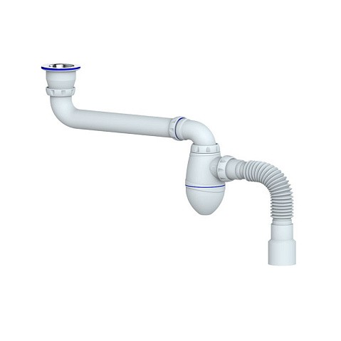 Сифон для умывальника Unicorn АС21, 40х50 гибкий отвод, 1 1/2'' х40 чаша из нержавеющей стали, со смещением купить в Челябинске | "Проконсим"
