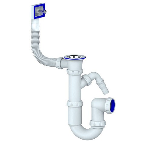 Сифон для мойки Unicorn Y440V, 1 1/2'' х40 без отвода, чаша из нержавеющей стали с отводом для стиральной машины, прямоугольный перелив купить в Челябинске | "Проконсим"