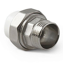  Муфта комбинированная ПП 20-1/2'' PN 25, разъёмная, с наружной резьбой, белая, Pro Aqua PA21008  (251239701) со склада Проконсим в Челябинске