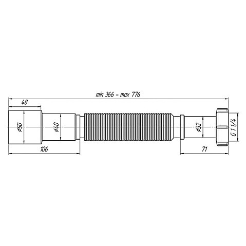 Гибкая труба АНИ K206 1 1/4 -40/50, длина 366-776 мм купить в Челябинске | "Проконсим"