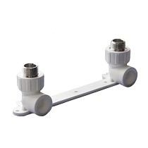 Угольник установочный ПП 25-1/2'' двойной с наружной резьбой белый Политэк купить в Челябинске | "Проконсим"