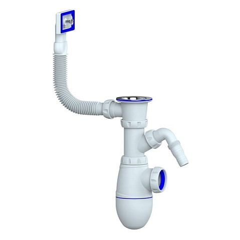 Сифон для мойки Unicorn В440V, без отвода, 1 1/2'' х40 чаша из нержавеющей стали, прямоугольный перелив купить в Челябинске | "Проконсим"