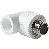 Угольники ПП DN 20-32 PN 25 комбинированные с наружной резьбой белые Pro Aqua купить в Челябинске | "Проконсим"