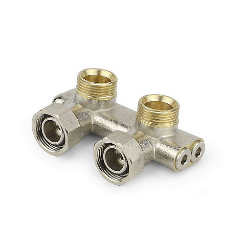 Узелы нижнего подключения VARMEGA VM139 DN20 угловой двухтрубный 3/4''x3/4'' евроконус, перекрёстный муфта-штуцер купить в Челябинске | "Проконсим"
