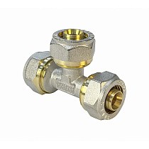 Тройники латунные для PEX труб DN 16-32 PN 10 обжимные никелированные Valfex VF.331.N купить в Челябинске | "Проконсим"