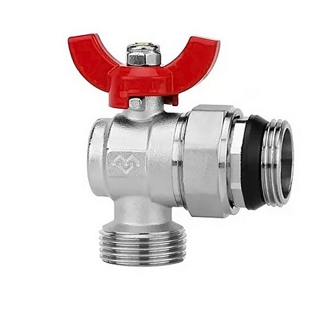 Кран шаровой латунный DN 25 PN 16 никелированный угловой  для коллектора (2 шт.) Varmega VM15955 купить в Челябинске | "Проконсим"