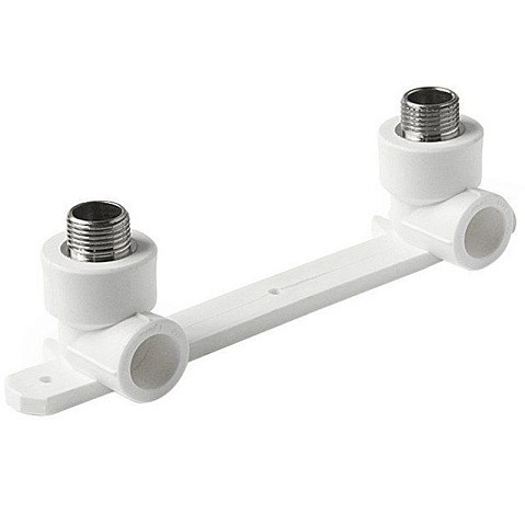 Угольник установочный двойной ПП 20-1/2'' PN 25 с наружной резьбой белый Pro Aqua PA280108P купить в Челябинске | "Проконсим"