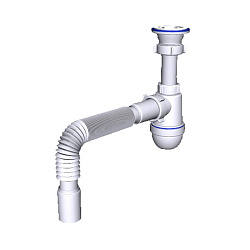 Акция! Сифон для умывальника-мойки бутылочный АНИ C0105 1 1/2 с гибкой трубой 40 (421100851) со склада Проконсим в Челябинске