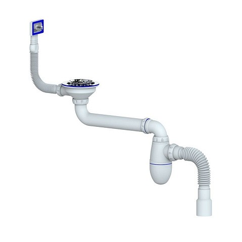 Сифон для умывальника Unicorn ВС22, 40х50 гибкий отвод, 3 1/2'' х40 чаша из нержавеющей стали, прямоугольный перелив купить в Челябинске | "Проконсим"