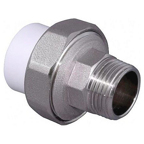 Муфта комбинированная ПП 20-1/2'' PN 25 разъёмная с наружной резьбой белая VALFEX  купить в Челябинске | "Проконсим"