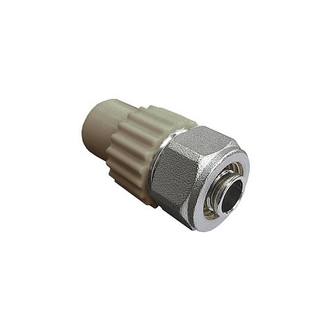 Комбинированный ниппель для соединения PPR-PE-AL-PE труб 20x16 PN 25 серый VALFEX купить в Челябинске | "Проконсим"