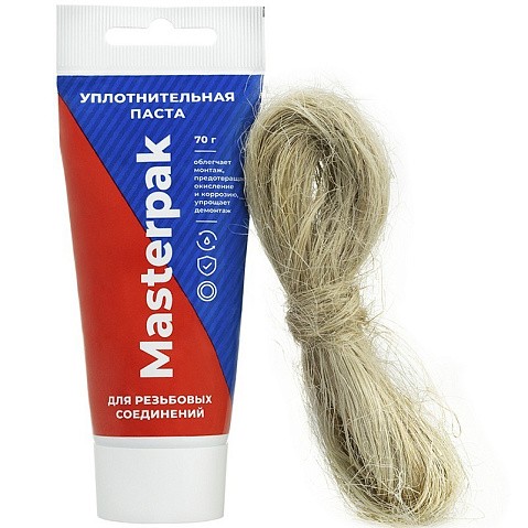 Набор уплотнительный паста +лён для воды, пара 70гр+14гр Masterpak купить в Челябинске | "Проконсим"
