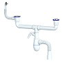 сифон для двойной мойки Unicorn В741V 40х50 гибкий отвод 1 1/2'' х40 с отводом для стиральной машины круглый перелив