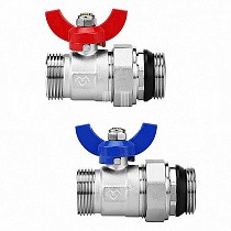  Кран шаровой латунный DN 25 PN 10 никелированный прямой  для коллектора (2 шт.) Varmega VM15951 (930422031) со склада Проконсим в Челябинске