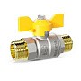 Кран латунный шаровой LD Pride GAS DN15 PN 40 никелированный бабочка штуцер-штуцер
