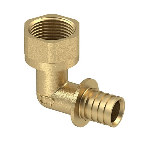 Угольник латунный для PEX труб  20-1/2''  PN 16  под надвижную гильзу с внутренней резьбой  РосТурПласт купить в Челябинске | "Проконсим"