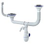 сифон для двойной мойки Unicorn В710VР 40х50 гибкий отвод 3 1/2'' х40 с отводом для стиральной машины круглый перелив